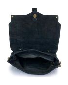 Sac bandoulière en Cuir Agave noir - 30x21x8 cm