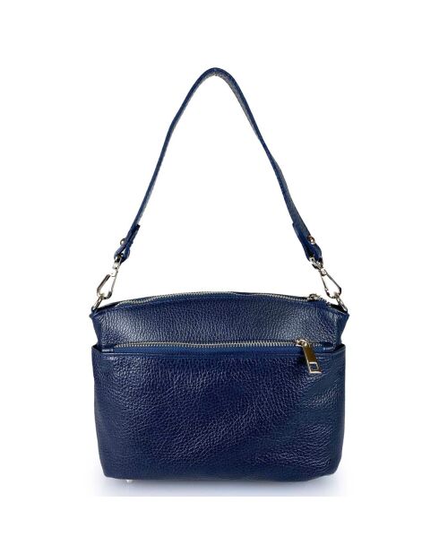 Sac porté épaule en Cuir Dafne bleu - 22x18x8 cm