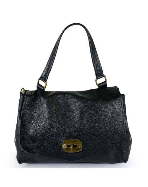 Zwarte leren handtas van Nespolo - 29x22x8 cm