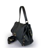 Zwarte leren handtas van Nespolo - 29x22x8 cm