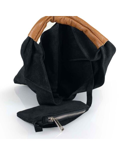 Schwarze Mirtillo Lederhandtasche - 34x39x8 cm