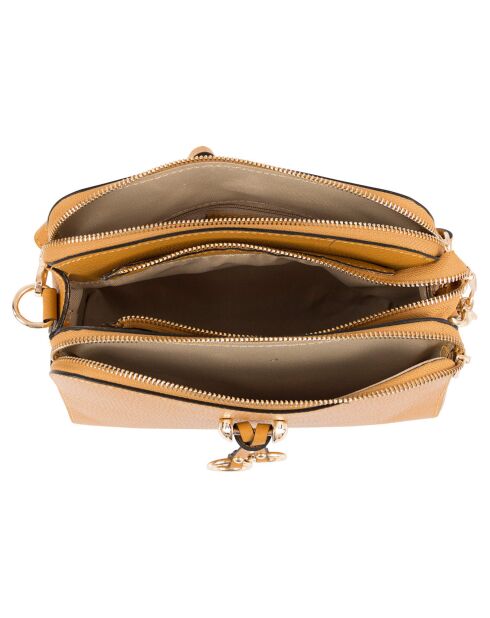 Sac bandoulière en Cuir Lampone jaune moutarde - 23x17x9 cm