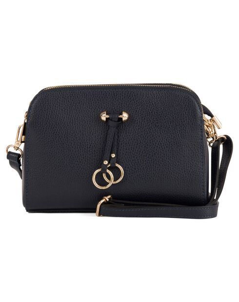 Sac bandoulière en Cuir Lampone bleu marine - 23x17x9 cm