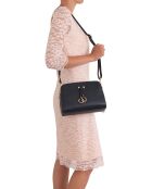 Sac bandoulière en Cuir Lampone bleu marine - 23x17x9 cm