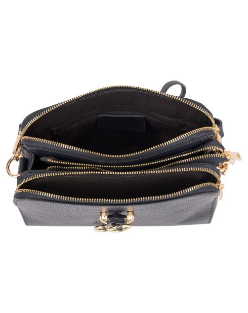 Sac bandoulière en Cuir Lampone bleu marine - 23x17x9 cm