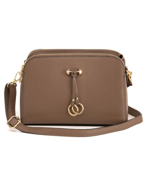 Sac bandoulière en Cuir Lampone taupe - 23x17x9 cm