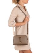Lampone taupe leren schoudertas - 23x17x9 cm