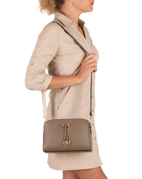 Sac bandoulière en Cuir Lampone taupe - 23x17x9 cm