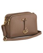 Lampone taupe leren schoudertas - 23x17x9 cm