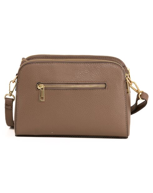 Lampone taupe leren schoudertas - 23x17x9 cm