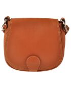 Verbena bruine leren schoudertas - 19x17x6 cm