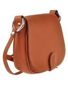 Verbena bruine leren schoudertas - 19x17x6 cm