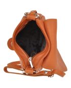 Verbena bruine leren schoudertas - 19x17x6 cm