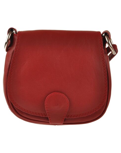 Verbena rode leren schoudertas - 19x17x6 cm
