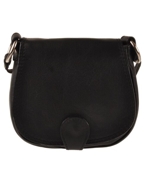 Sac bandoulière en Cuir Verbena noir - 19x17x6 cm