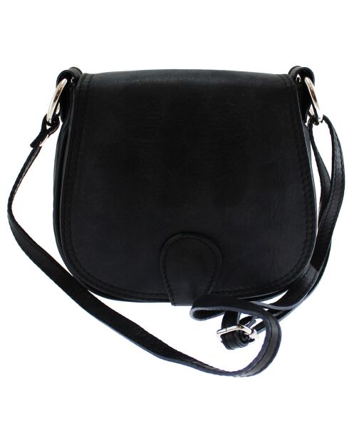 Sac bandoulière en Cuir Verbena noir - 19x17x6 cm