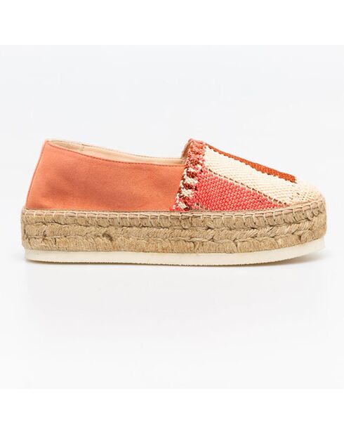 Espadrilles en Velours de cuir Aria rose orangé