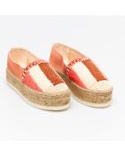 Espadrilles en Velours de cuir Aria rose orangé
