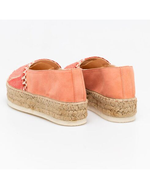 Espadrilles en Velours de cuir Aria rose orangé