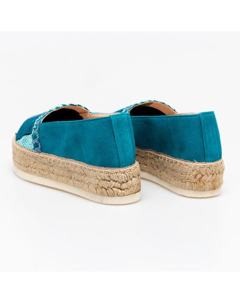 Espadrilles en Velours de cuir Isla turquoise