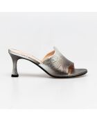 Mules en Cuir Isabella argentées - Talon 7 cm