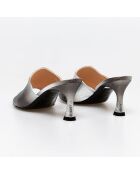 Mules en Cuir Isabella argentées - Talon 7 cm