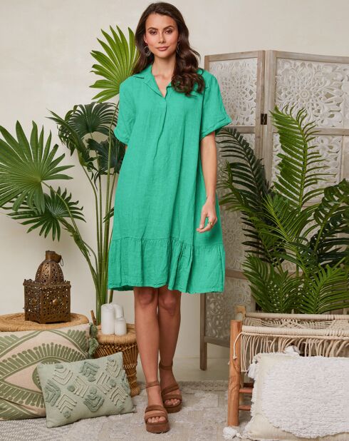 Robe 100% Lin Morgane verte