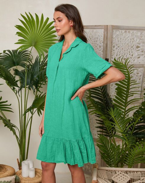 Robe 100% Lin Morgane verte
