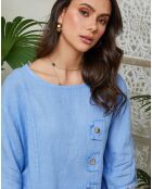 Ivy azuurblauw overhemd van 100% linnen
