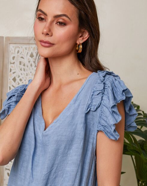 Robe 100% Lin Maddy indigo