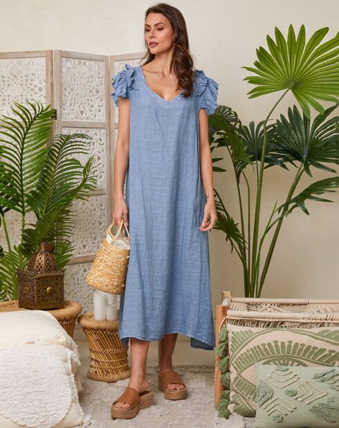 Robe 100% Lin Maddy indigo