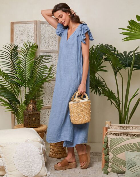Robe 100% Lin Maddy indigo