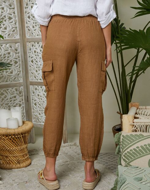 Liane camelbroek van 100% linnen
