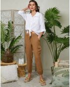 Pantalon 100% Lin Liane camel
