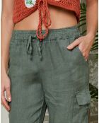 Pantalon 100% Lin Liane kaki