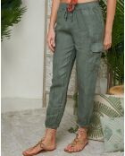 Pantalon 100% Lin Liane kaki