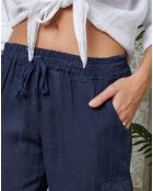 Pantalon 100% Lin Liane marine