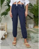 Pantalon 100% Lin Liane marine
