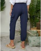 Pantalon 100% Lin Liane marine