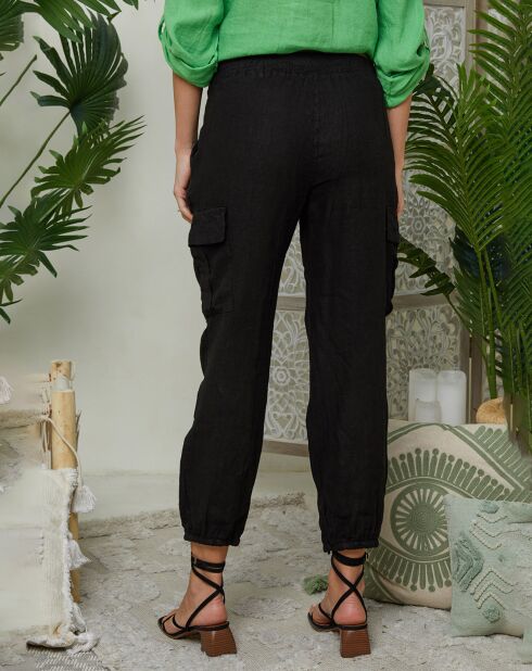 Liane zwarte broek van 100% linnen