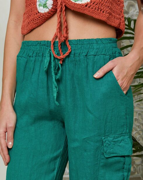 Pantalones Liane verdes 100% lino