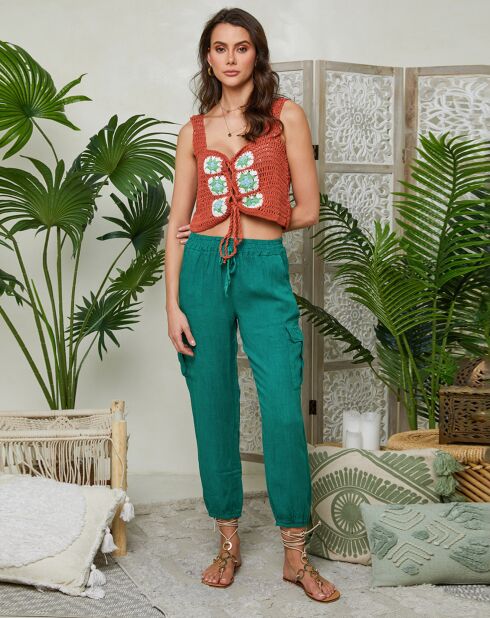 Pantalones Liane verdes 100% lino