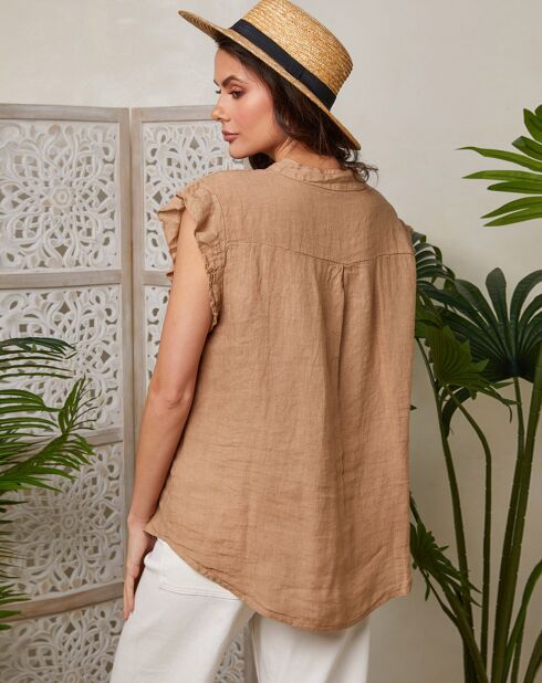 Chemise 100% Lin Camelia camel