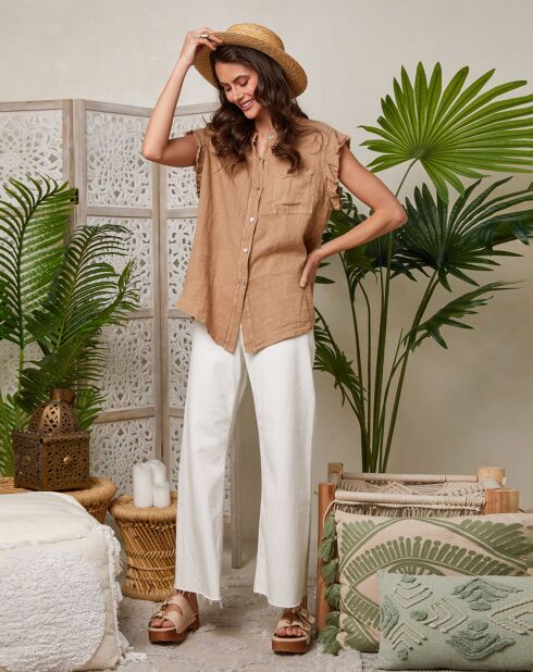 Chemise 100% Lin Camelia camel