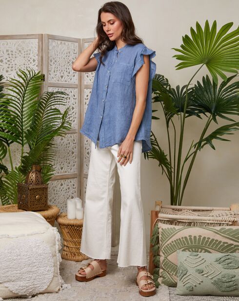 Chemise 100% Lin Camelia indigo