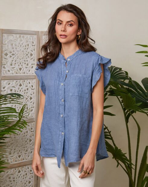 Chemise 100% Lin Camelia indigo