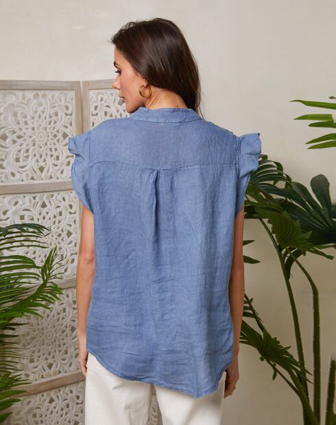 Chemise 100% Lin Camelia indigo