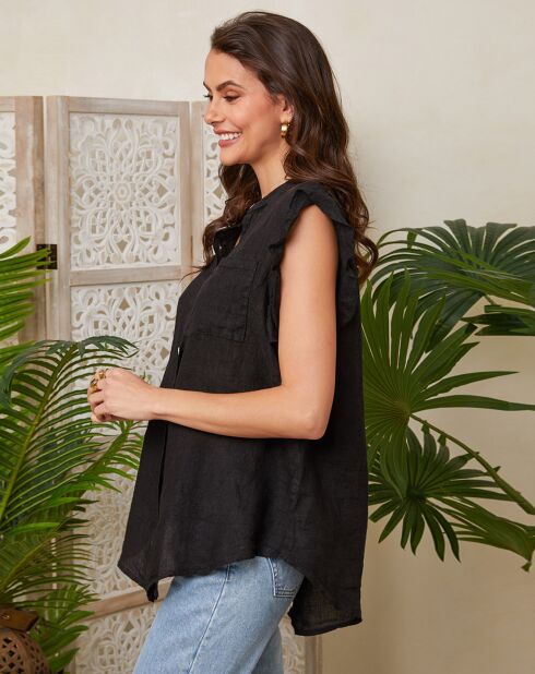Chemise 100% Lin Camelia noire