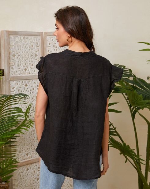 Chemise 100% Lin Camelia noire
