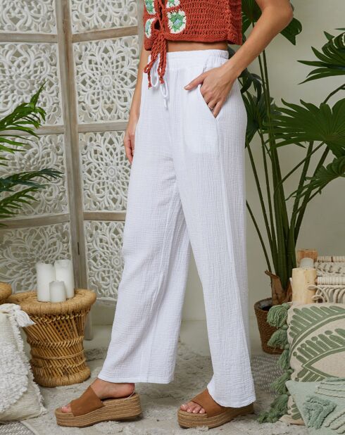 Witte broek van 100% linnen Clara